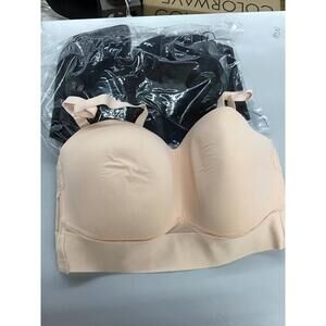 Rhonda shear molded mesh strapless convertible bras 2 pack size large new HSN